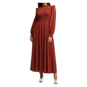 Haptics Maxi Dress Womens Small Rust Ruffled Neckline Boho Cottagecore